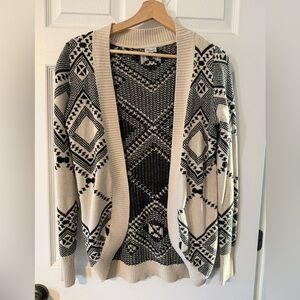 Kismet Black and Cream Geometric Cardigan